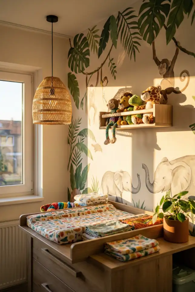 Colorful Jungle Nursery With Bold Wall Art 2