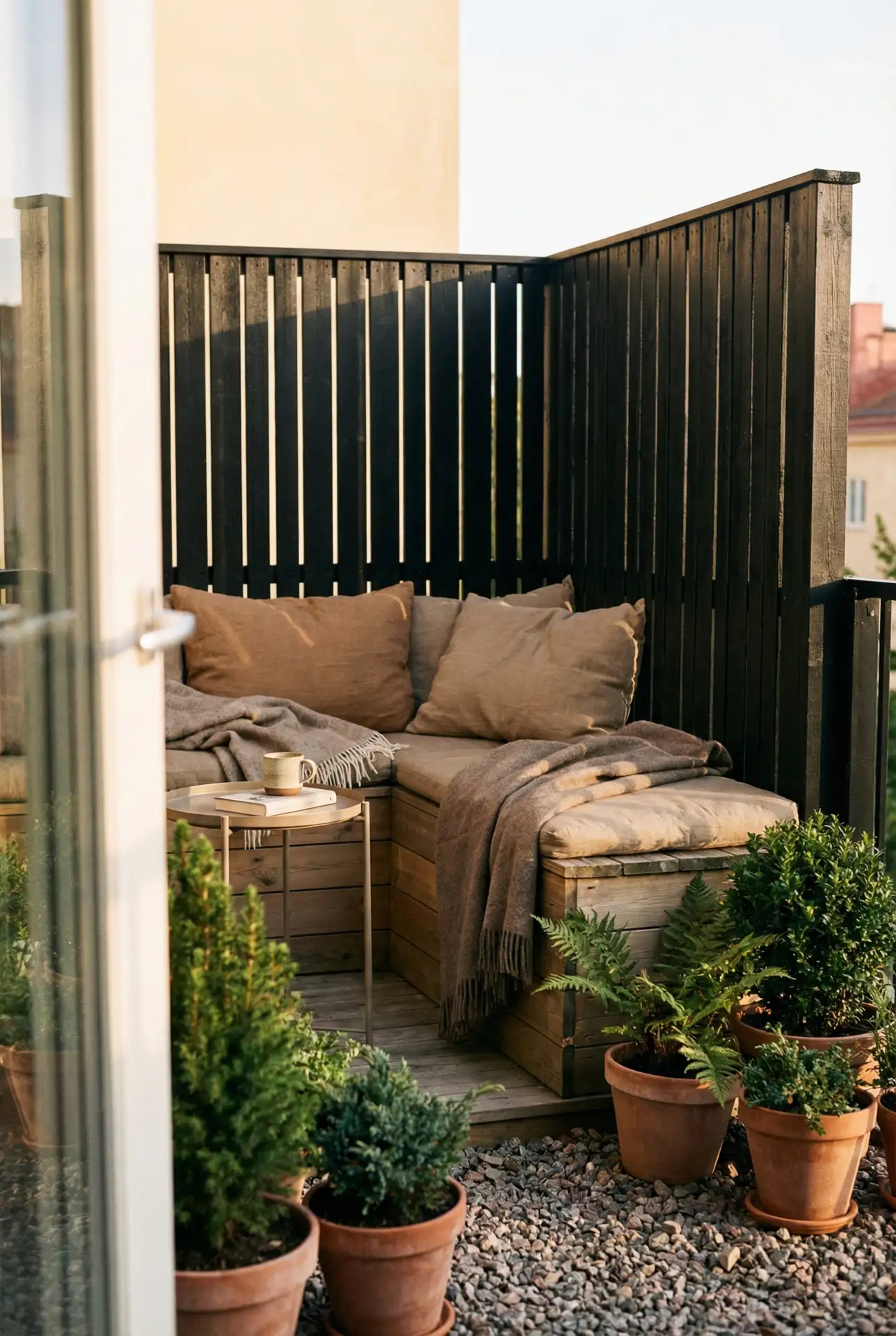 Corner Bench Nook With Privacy Slats 1
