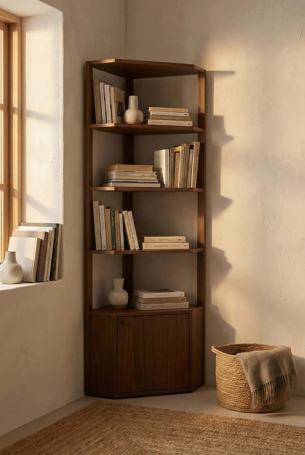 Corner Book Tower With Closed Base For Craft Supplies 1