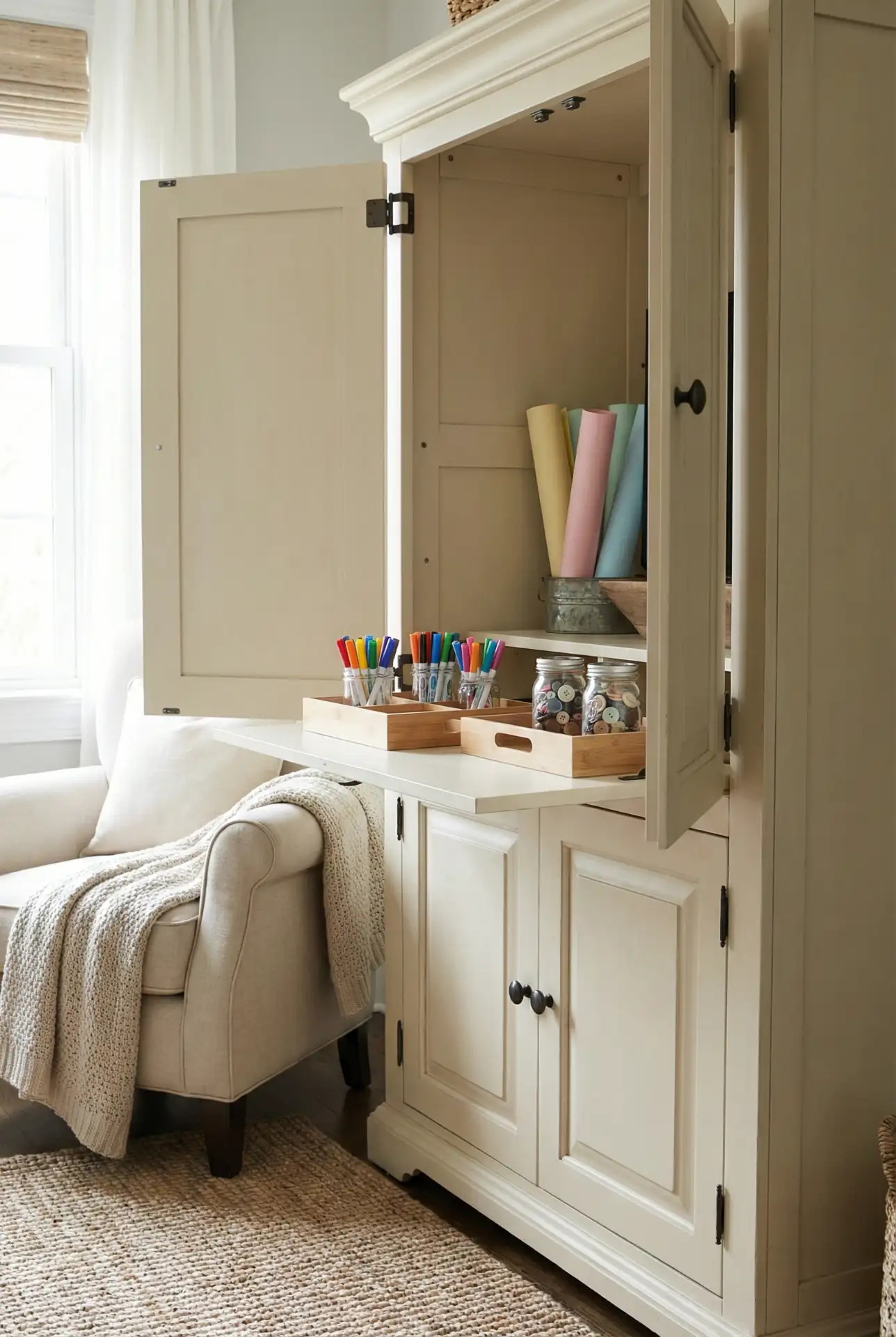 Corner Craft Armoire That Closes In One Swing 1