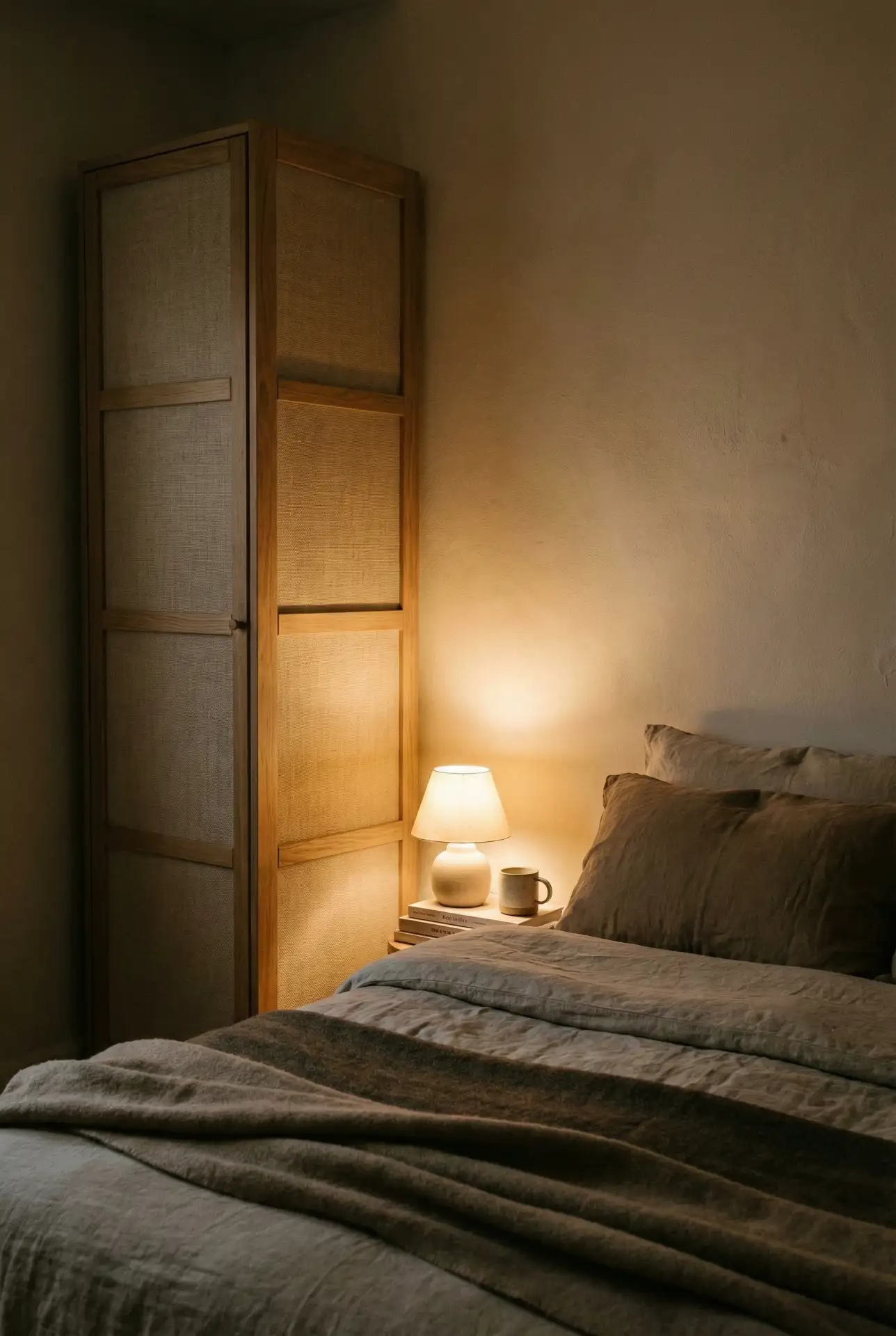 Cottage Bedside Tower With Fabric Doors For Clothes Overflow 2