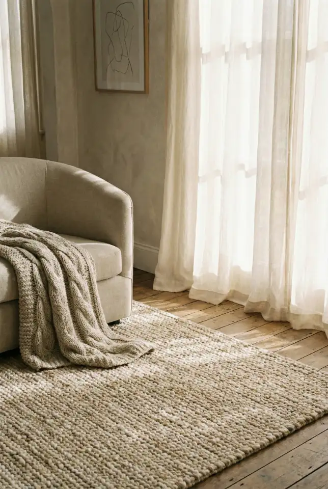 Cozy Farmhouse Layering With A Soft Grey Rug 1
