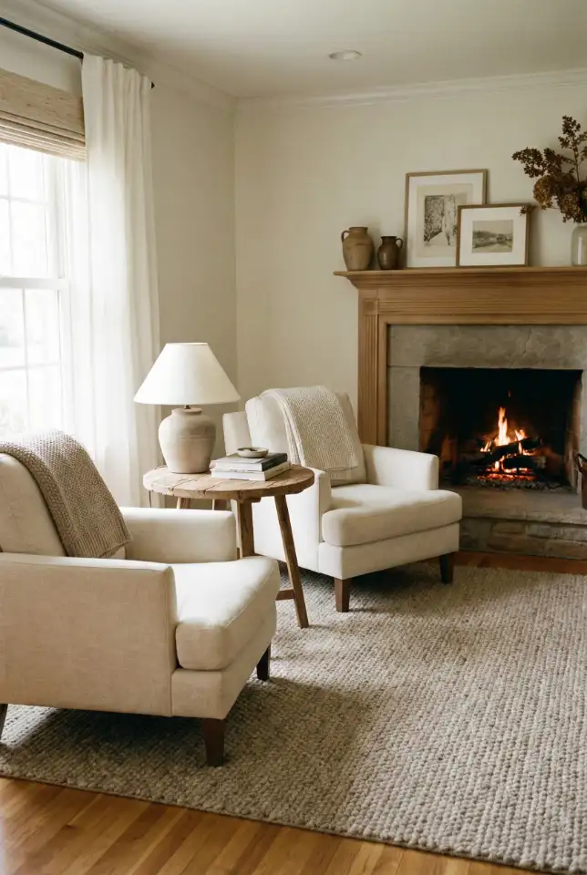 Cozy Fireplace Corner With Two-Seat Conversation Nook 2