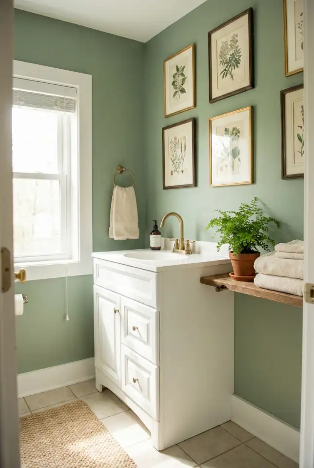 Cute Green Bathroom With Fresh Botanical Styling 1