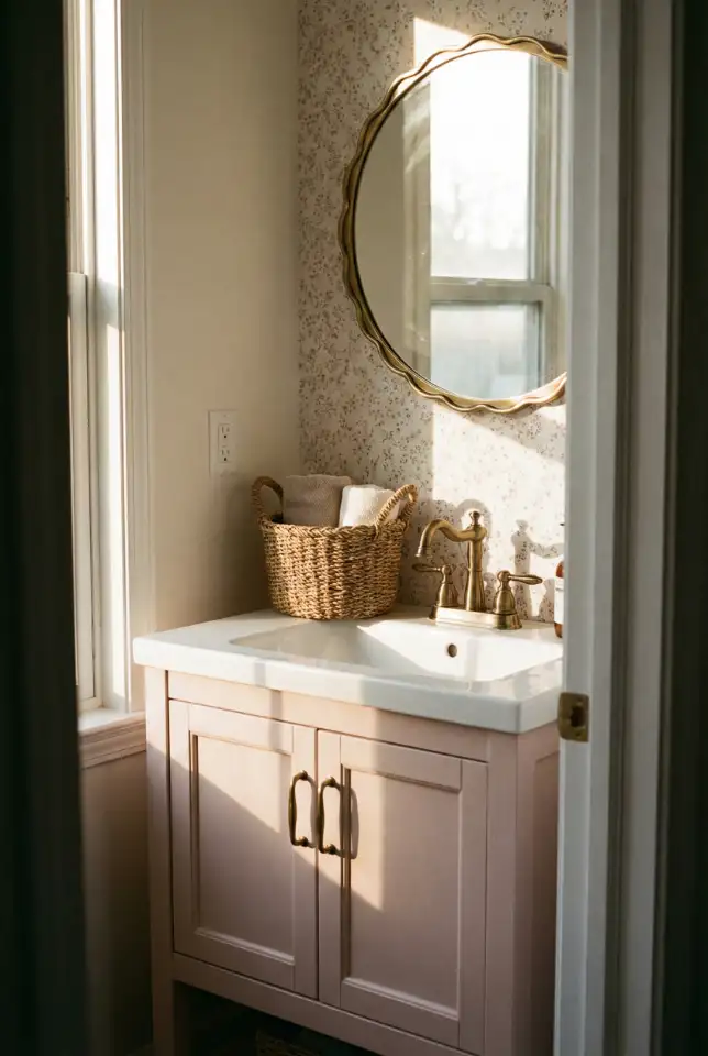 Cute Pink Vanity Moment For Small Half Bath 2