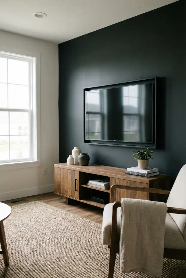 Dark Farmhouse Accent Wall Behind The TV 1