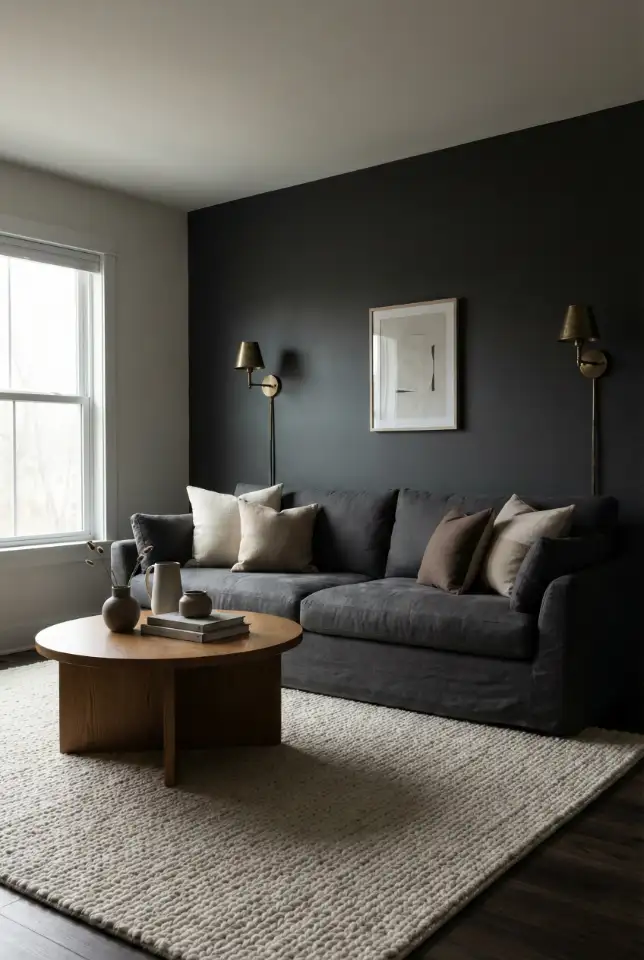 Dark Farmhouse Lounge That Still Feels Cozy 1