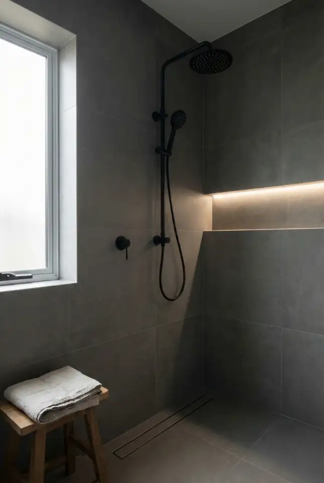 Dark Gray Modern Shower Retreat 1