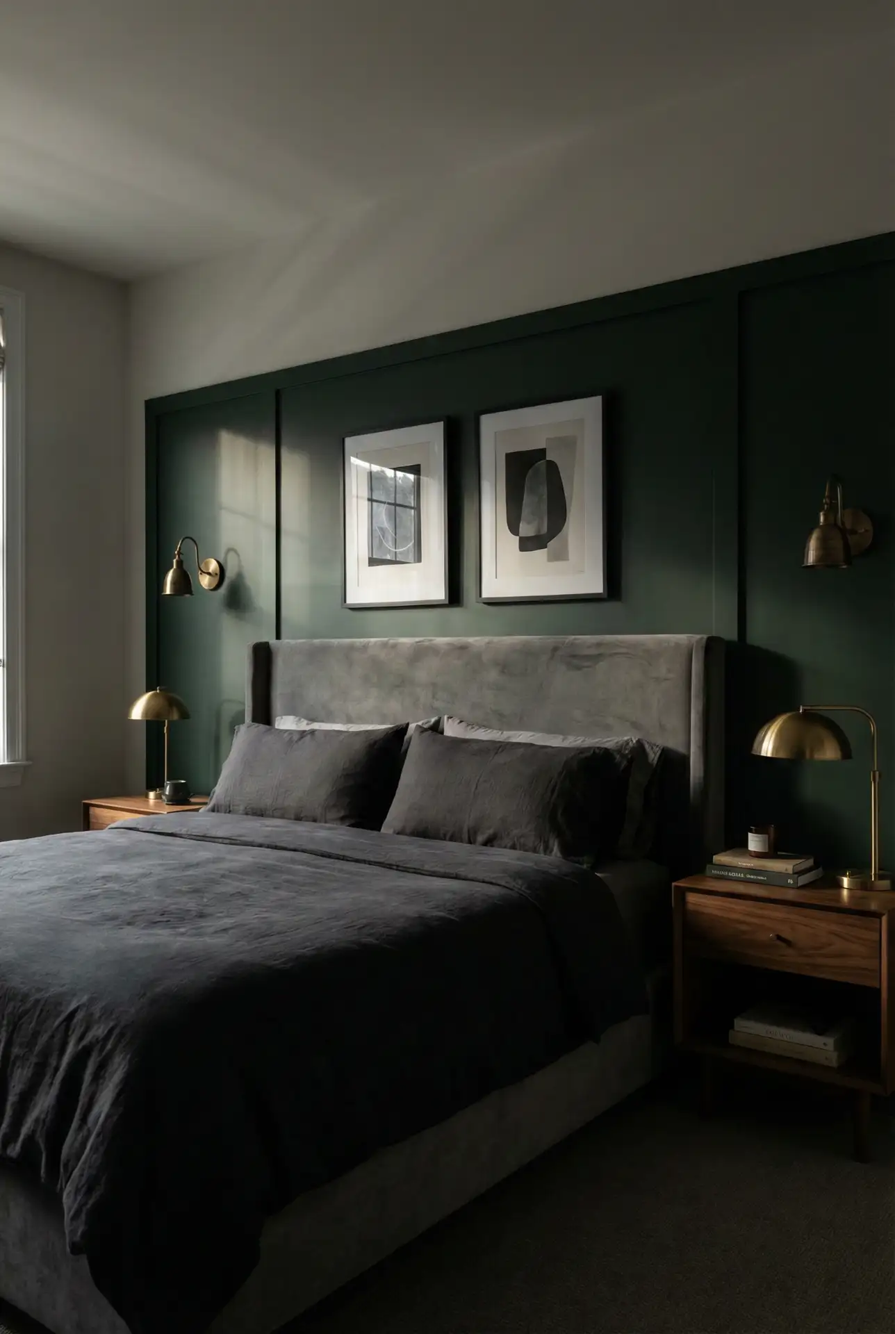 Dark Green Accent Wall With Moody Contrast 2