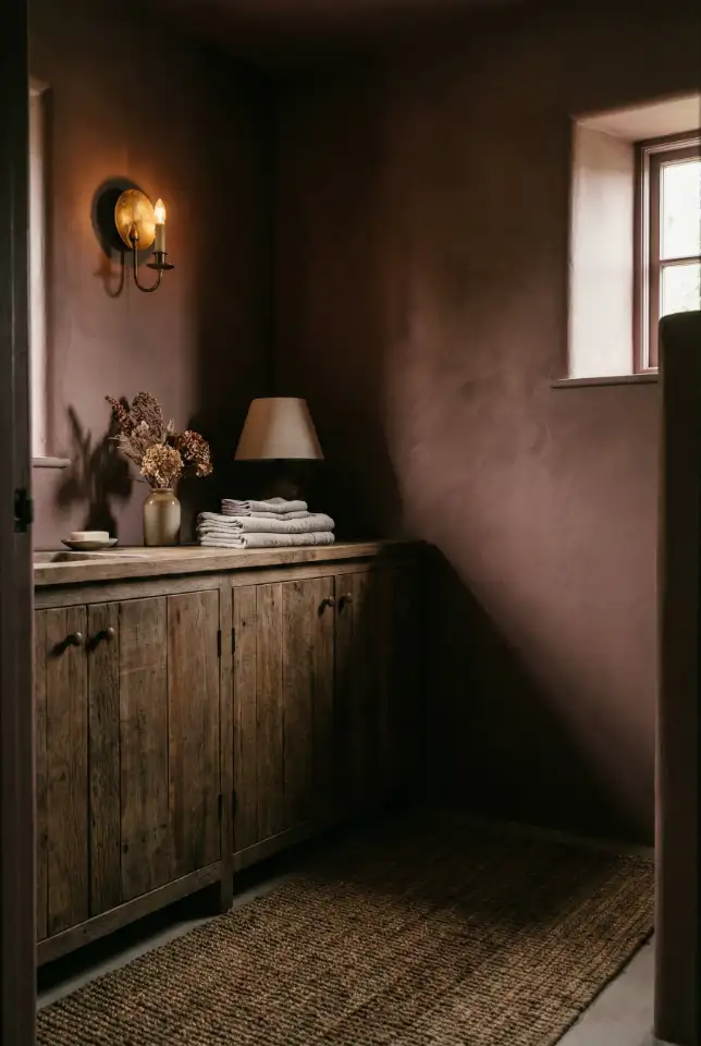 Dark Pink Walls With Warm Brown Tones 2