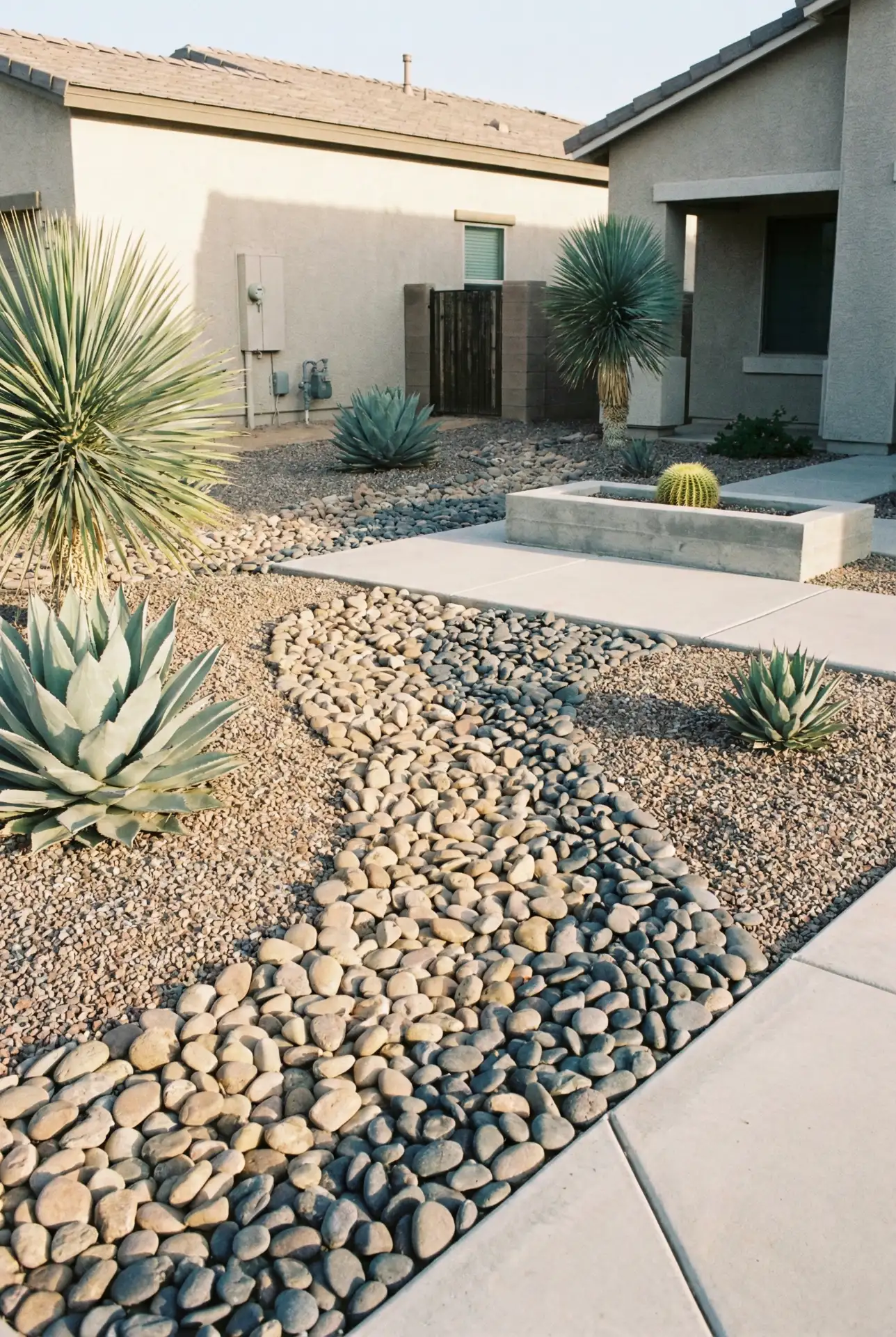 Desert Curb Appeal With Rock Ribbons And Minimal Decor 1