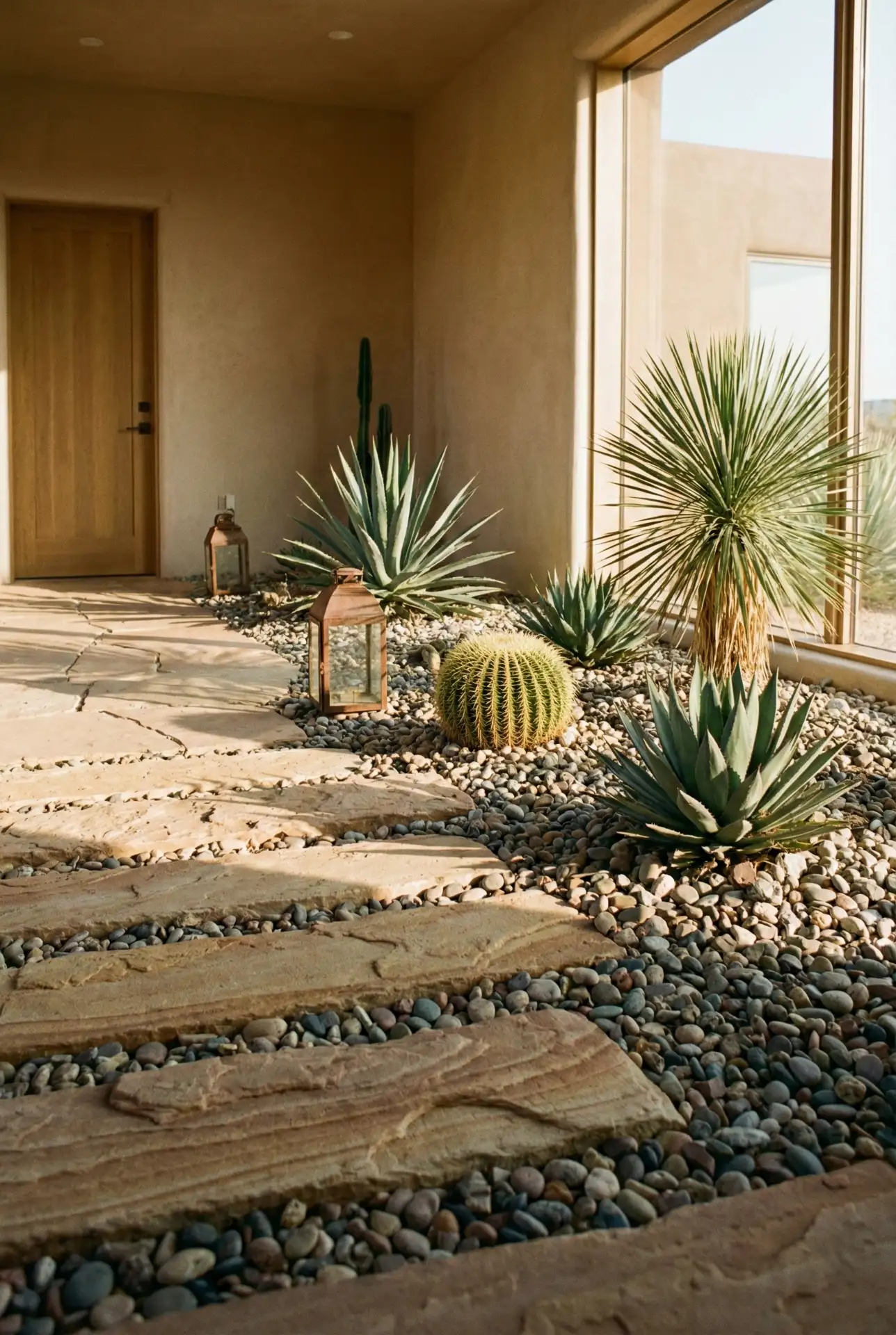 Desert Curb Appeal With Rock Ribbons And Minimal Decor 2