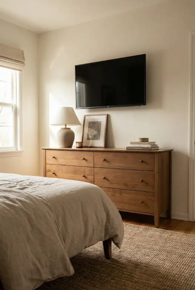Dresser Decor Under a Mounted TV 2