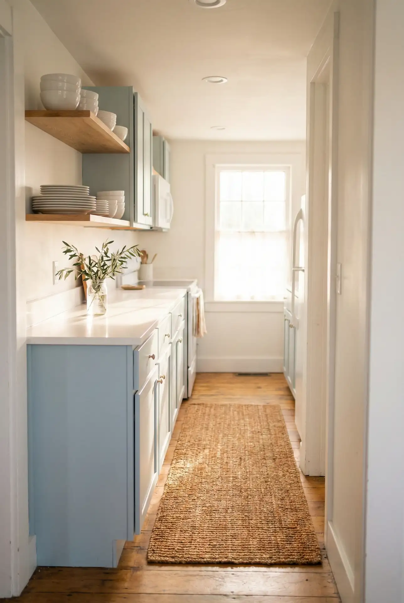 Dusty Pale Blue Cabinets Ideas For Small Kitchens 2