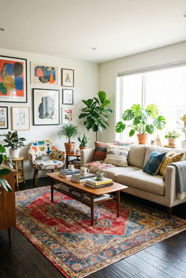 Eclectic Fun Family Room With Color Pops 1