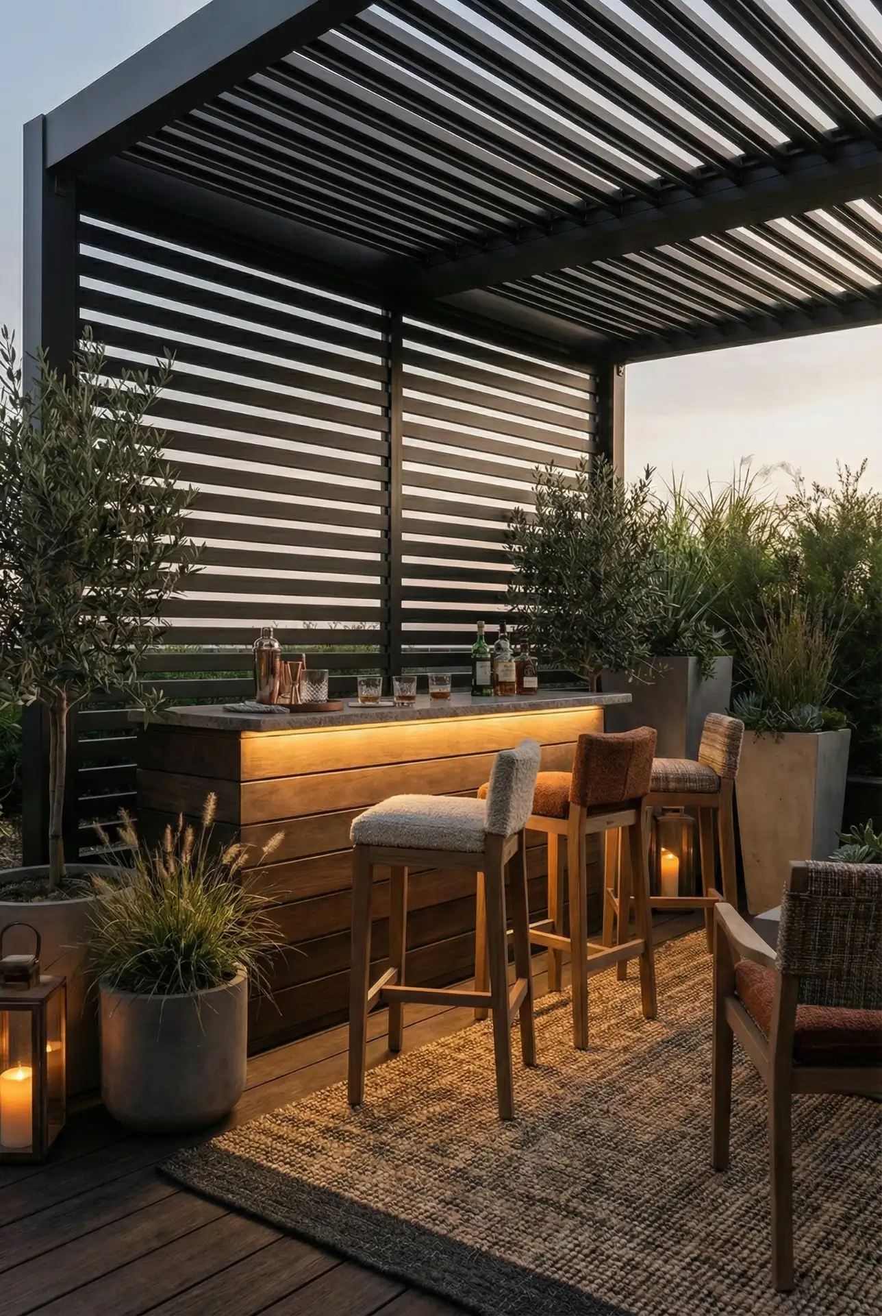 Enclosed Pergola For A Small Backyard Bar And Lounge 2