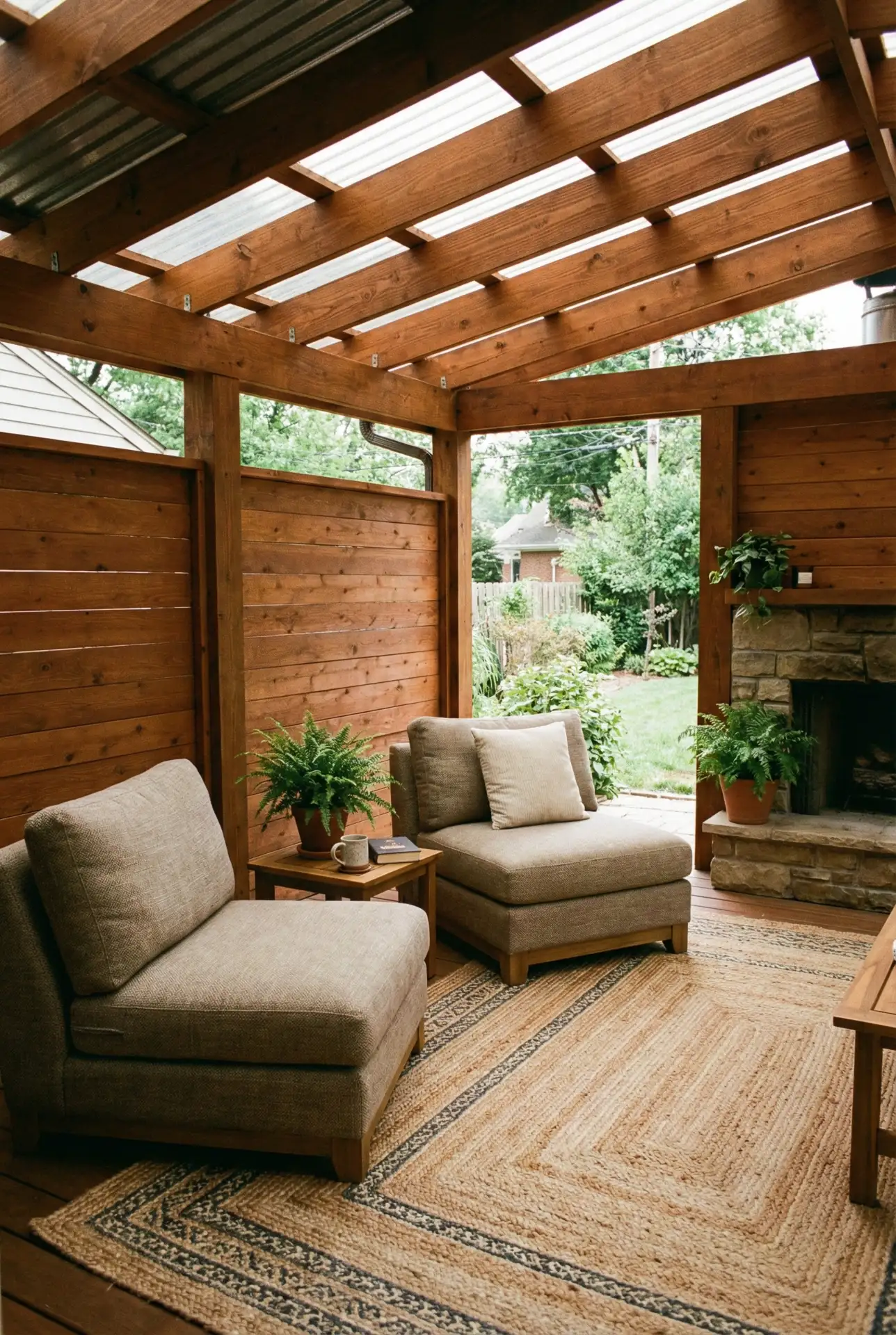 Enclosed Rustic Pergola Room Attached To The House 1