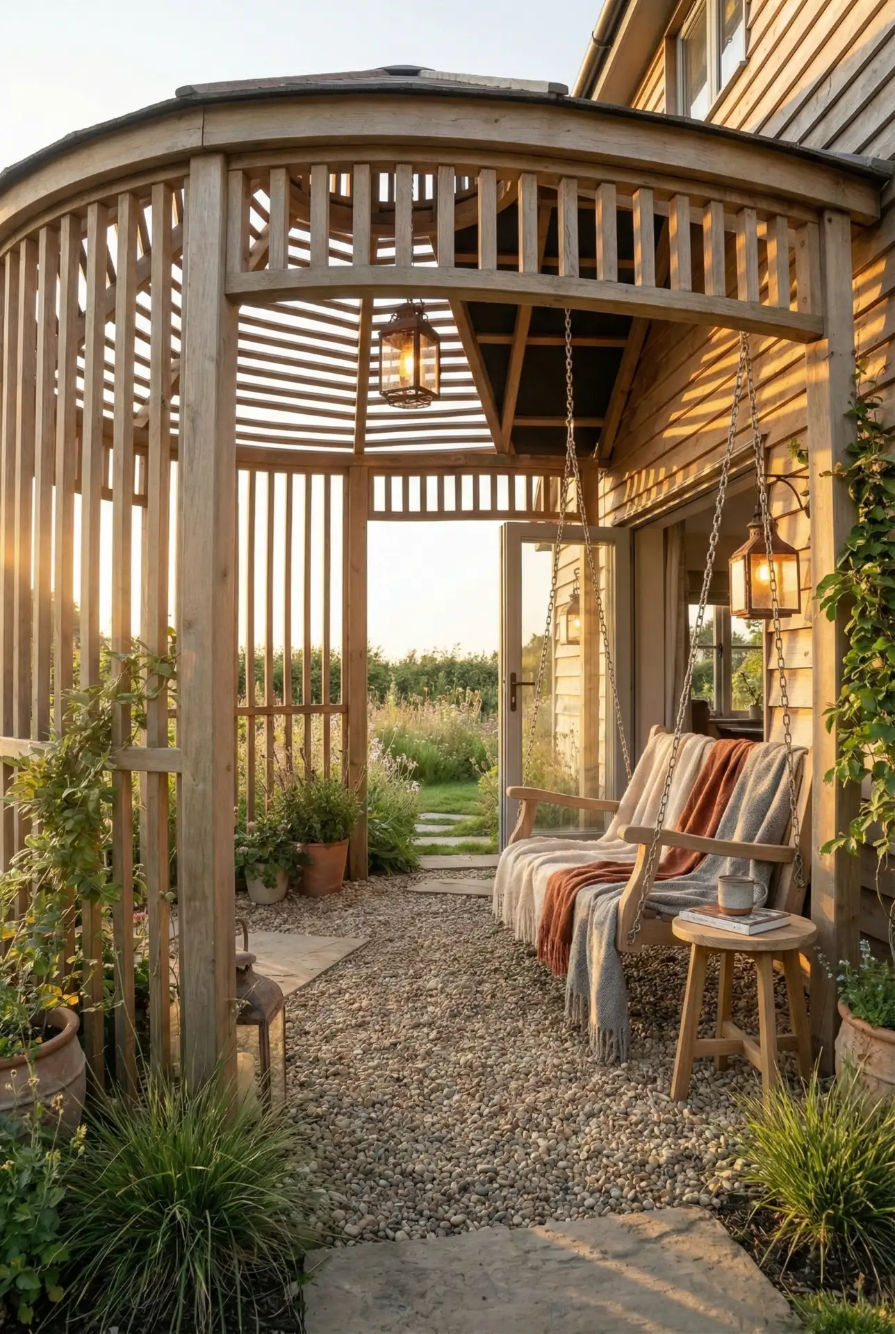Enclosed Rustic Pergola Room Attached To The House 2