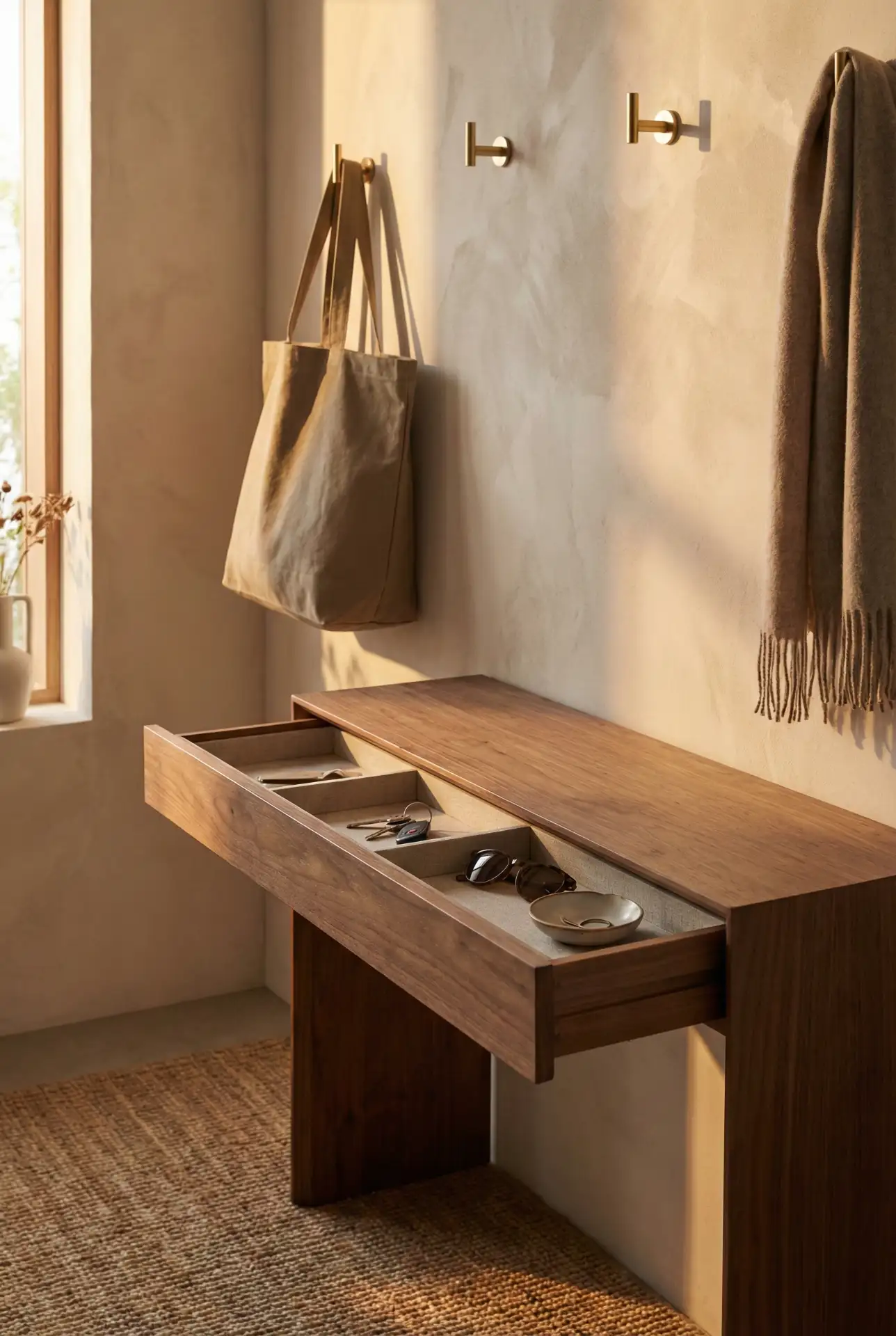 Entryway Boot Tray Drawer Hidden Under A Console 1