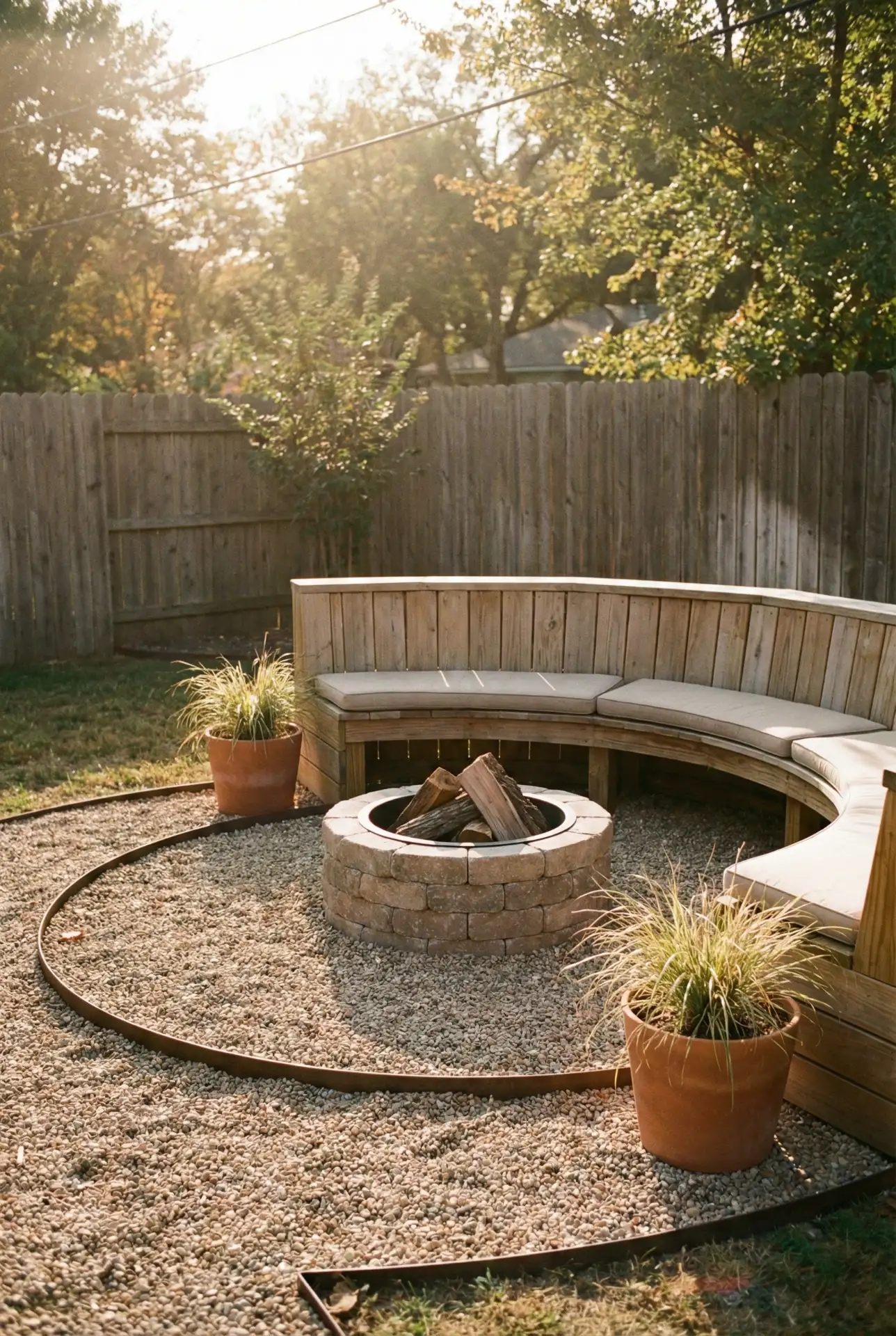 Family Fire Pit Circle With Bench Seating 1