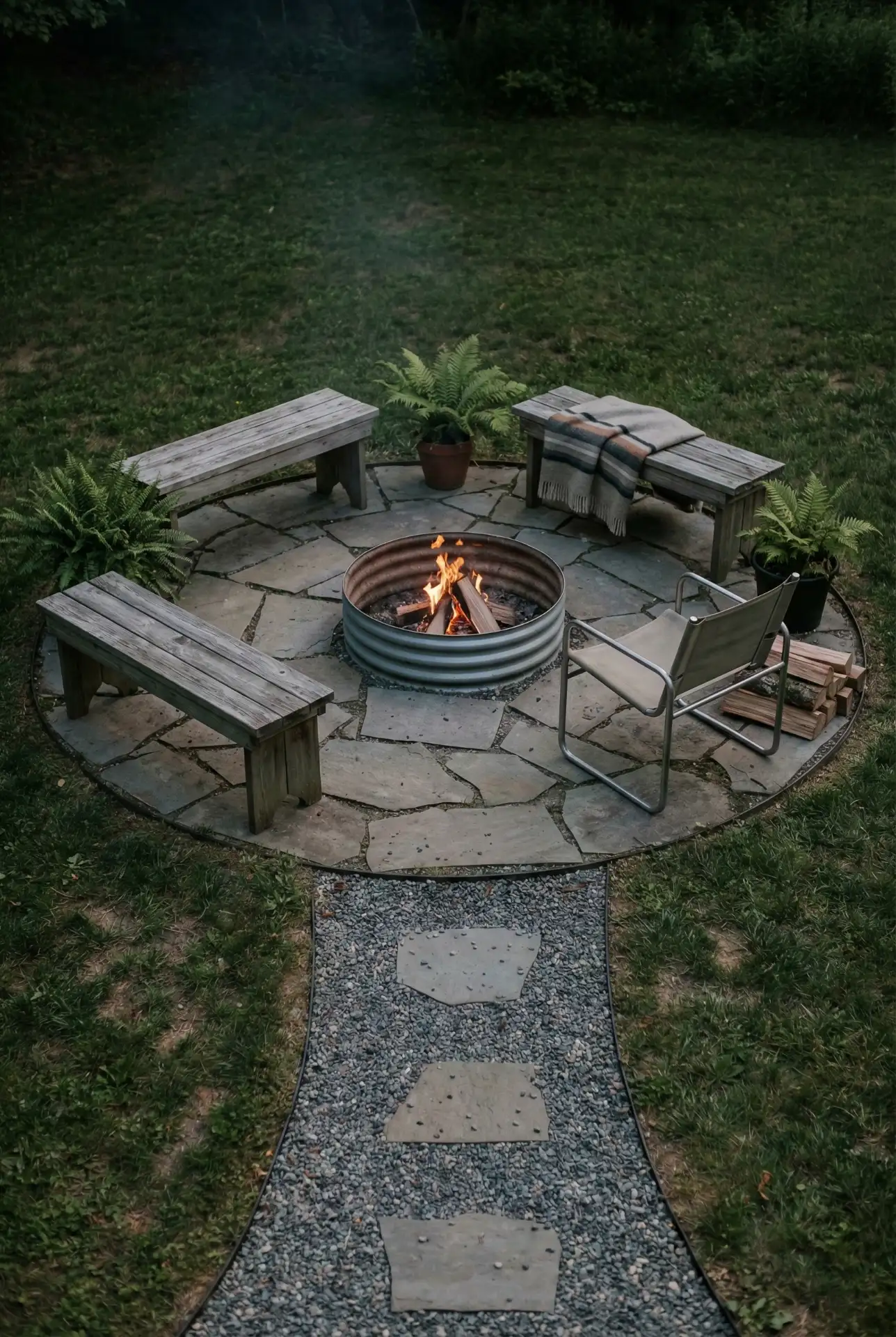 Family Fire Pit Circle With Bench Seating 2