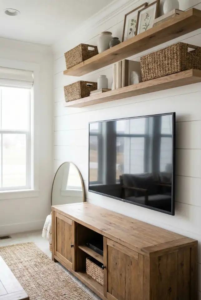 Family-Friendly TV Wall With Built-In Character 1