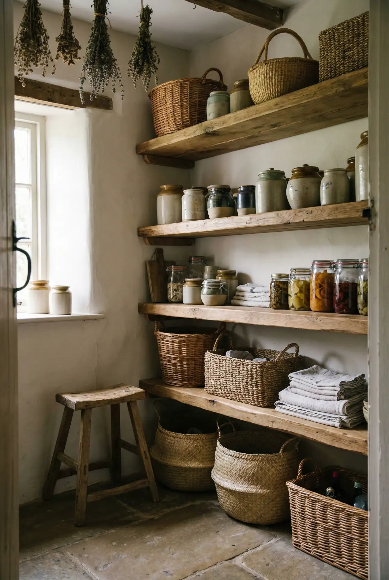 Farmhouse-Style Open Pantry 1
