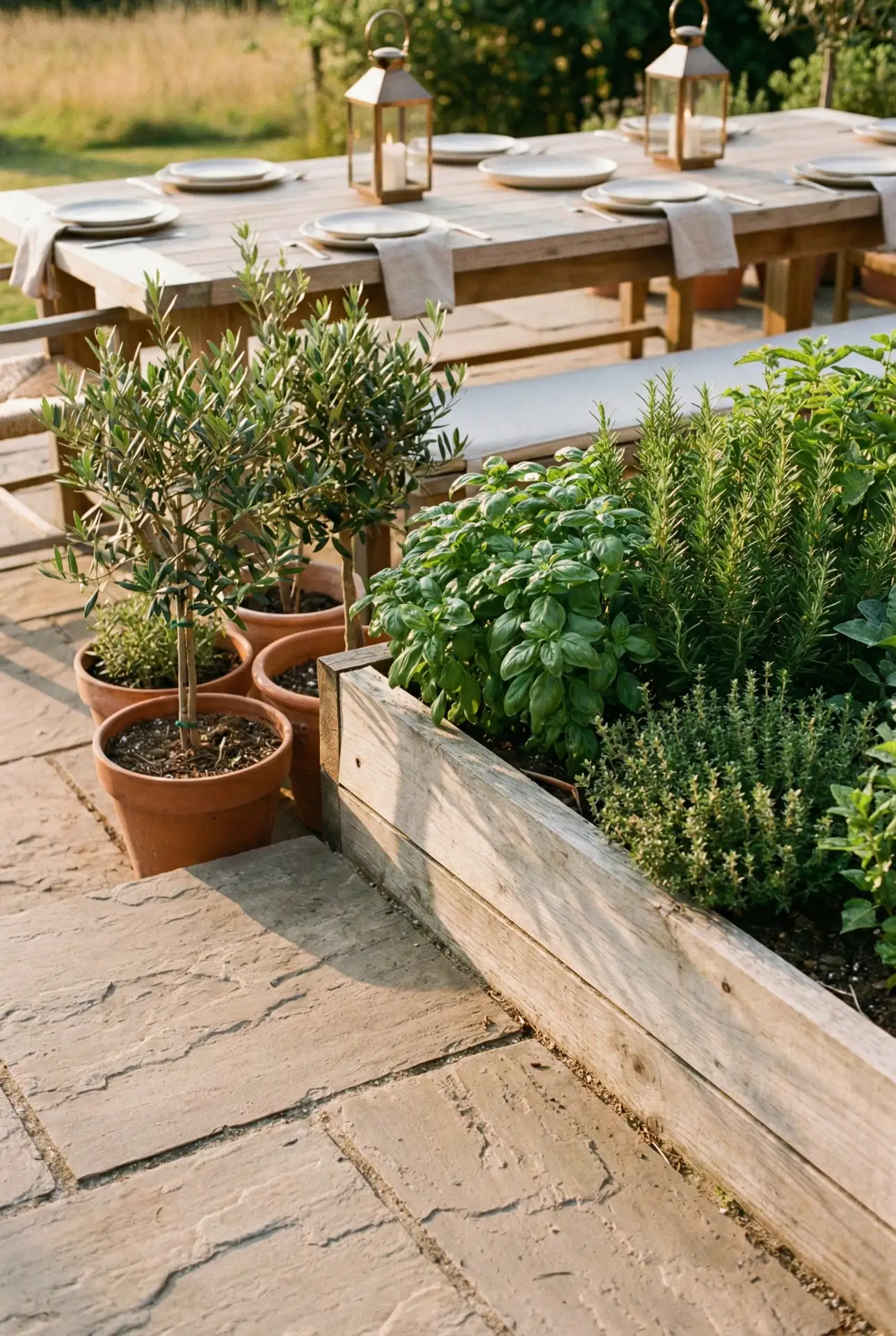 Flagstone Dining Patio With A Garden Herb Edge 2