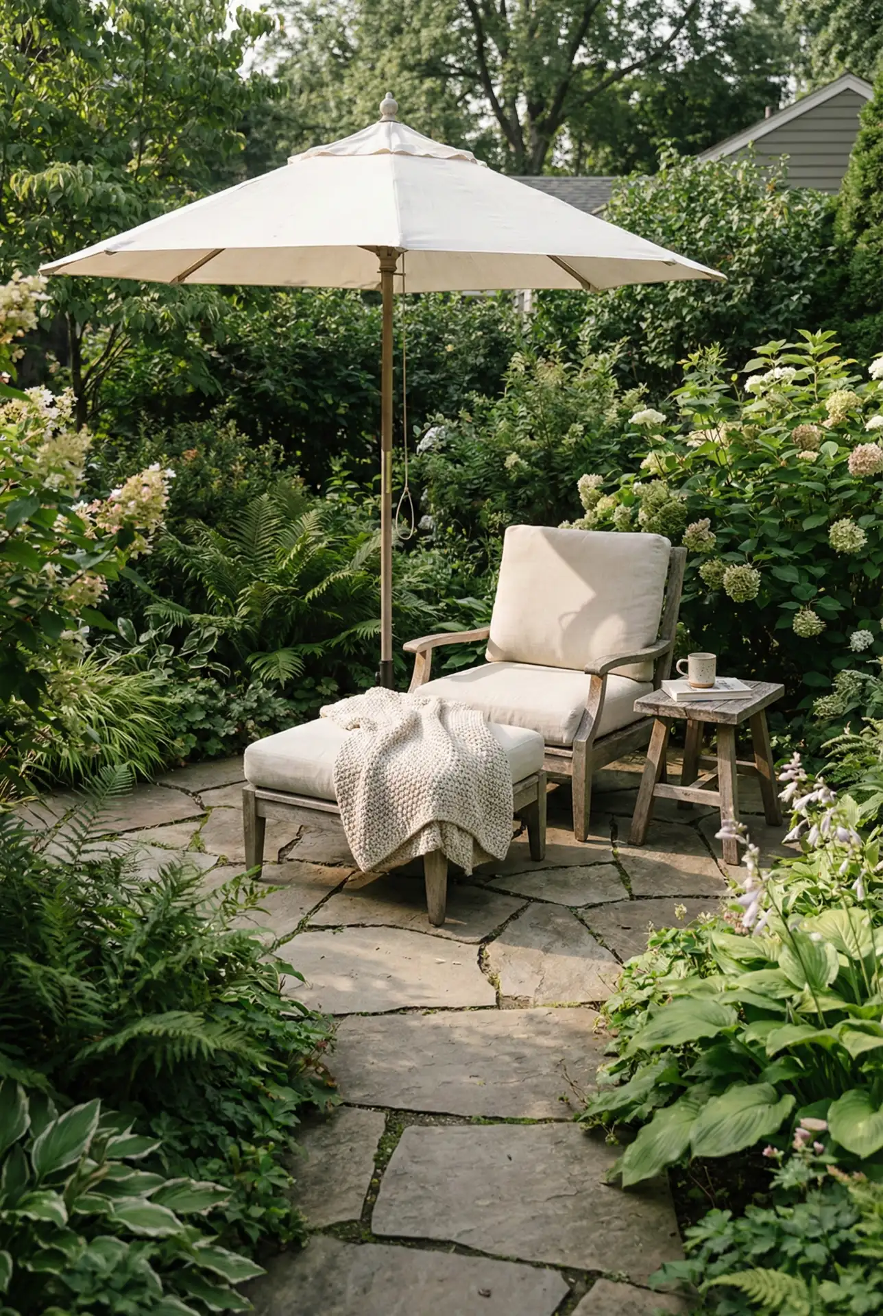 Flagstone Garden Patio With A Shaded Reading Niche 1