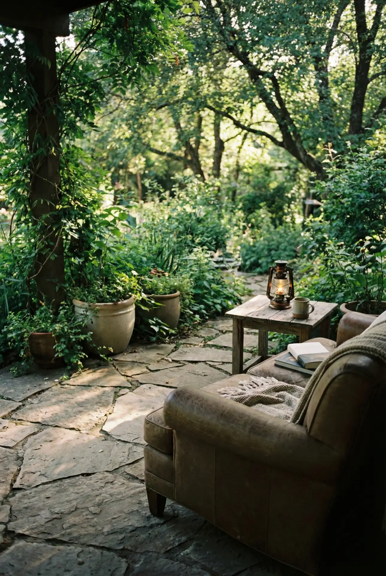 Flagstone Garden Patio With A Shaded Reading Niche 2