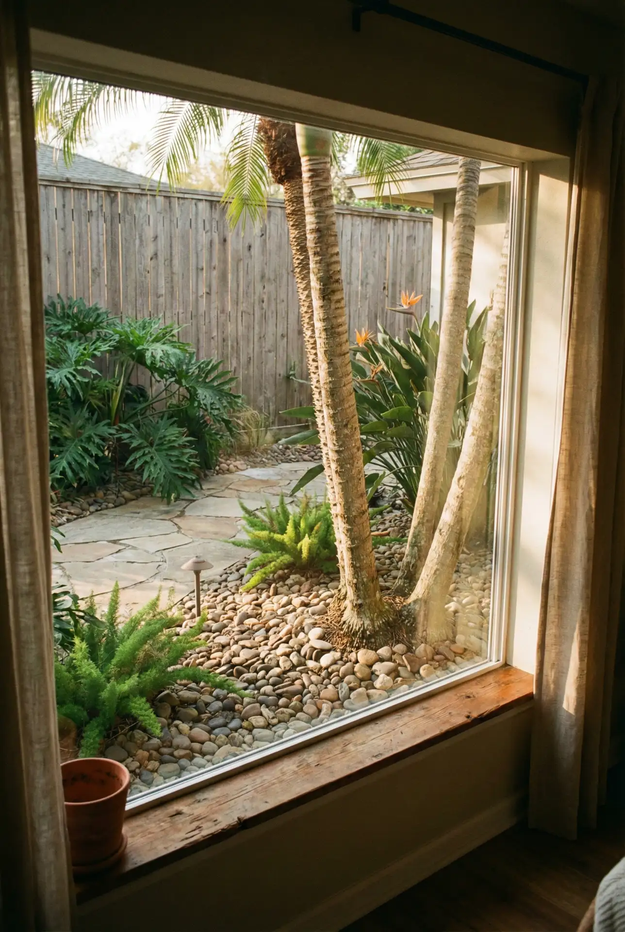 Florida-Friendly Fence Line With Palm And Rock Mix 1
