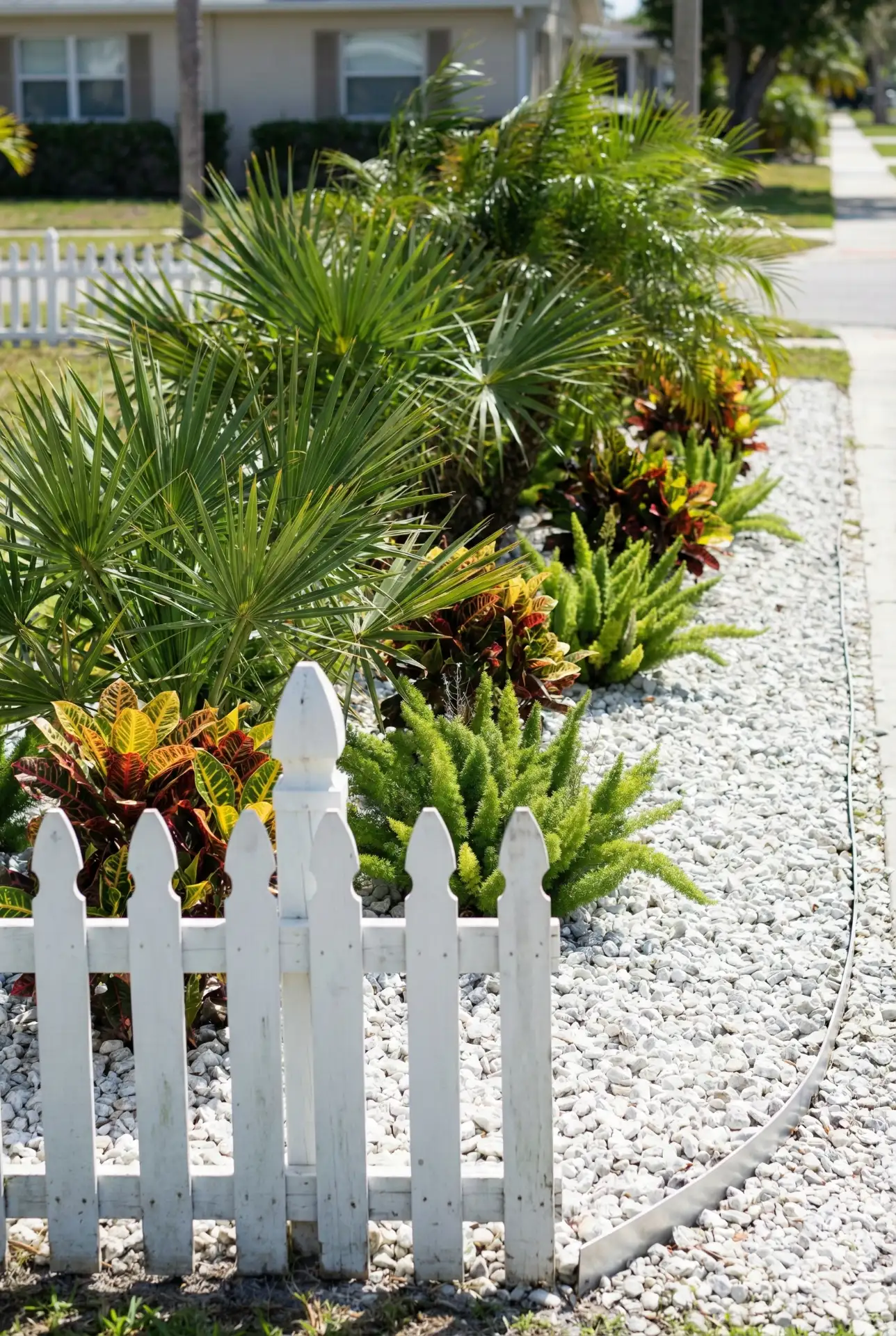 Florida Friendly Fence Line With Palm And Rock Mix 2