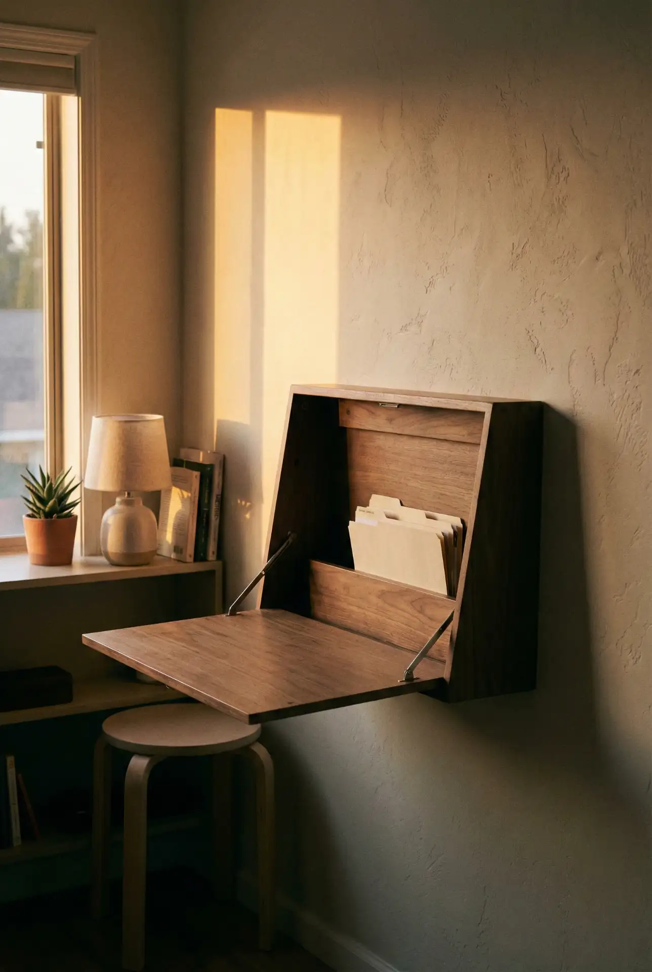 Fold-Down Wall Desk With Hidden File Spine 2