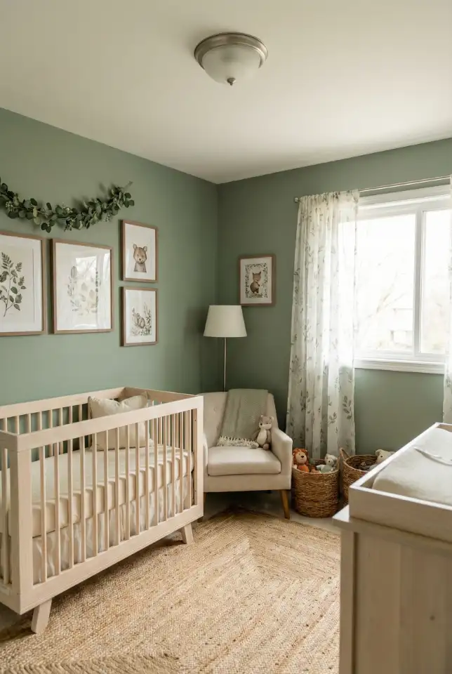 Forest Nursery With Sage Green Walls 1
