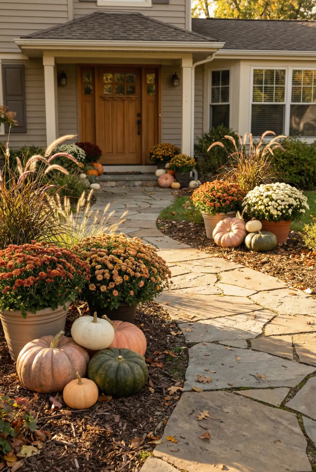 Front Yard Halloween Garden With Subtle Decor Layers 1