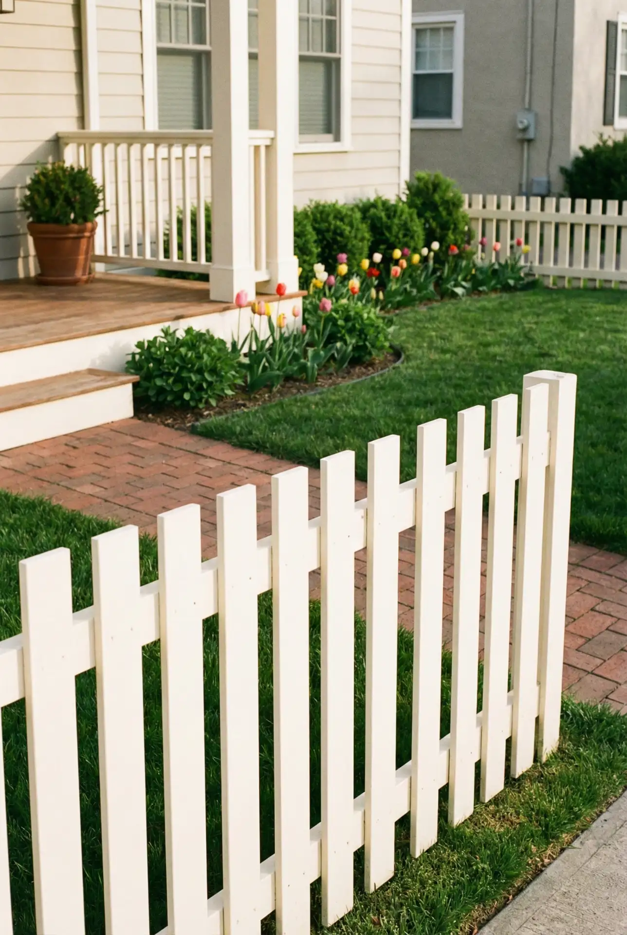 Front Yard Low Fence With Modern Picket Rhythm 1