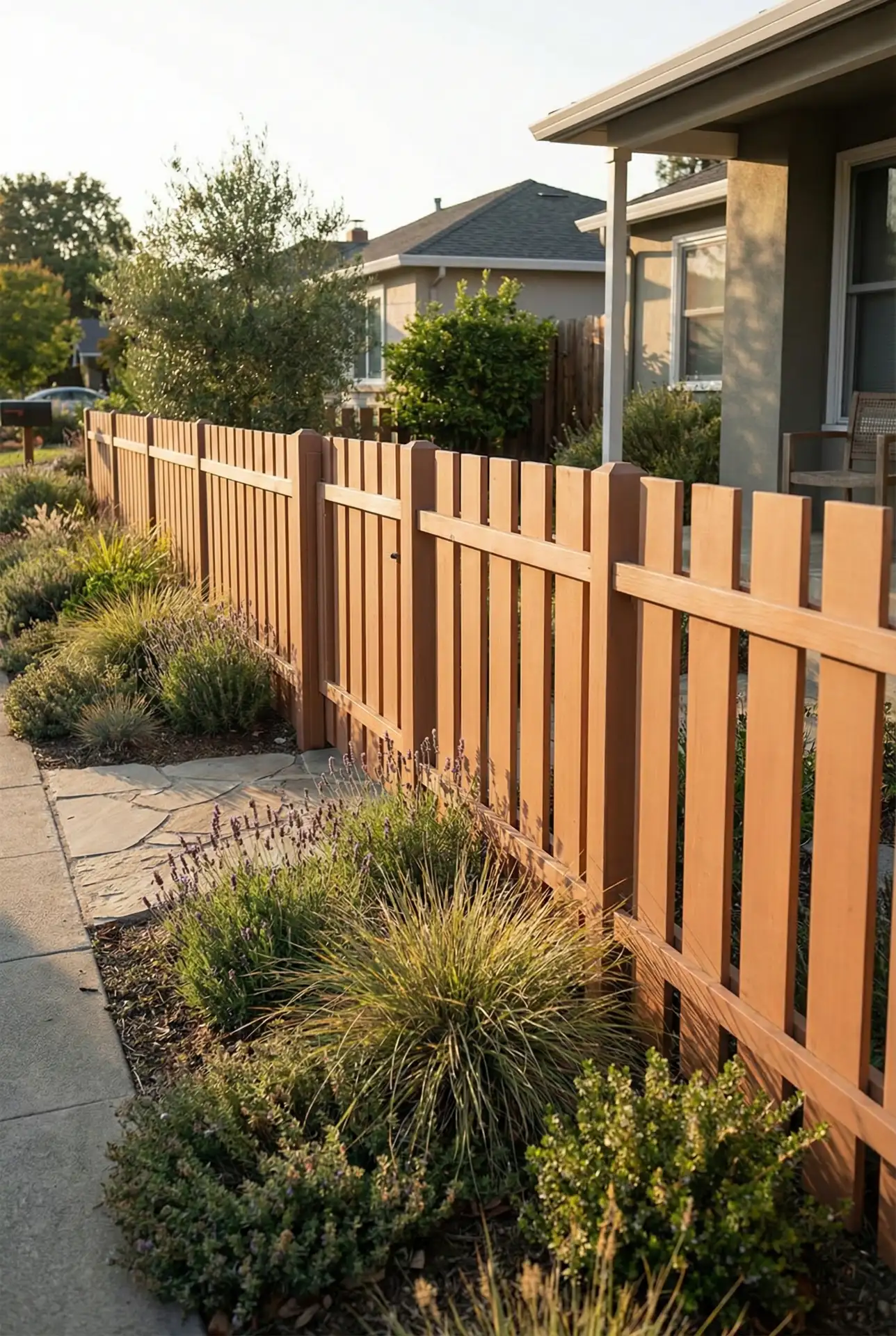 Front Yard Low Fence With Modern Picket Rhythm 2