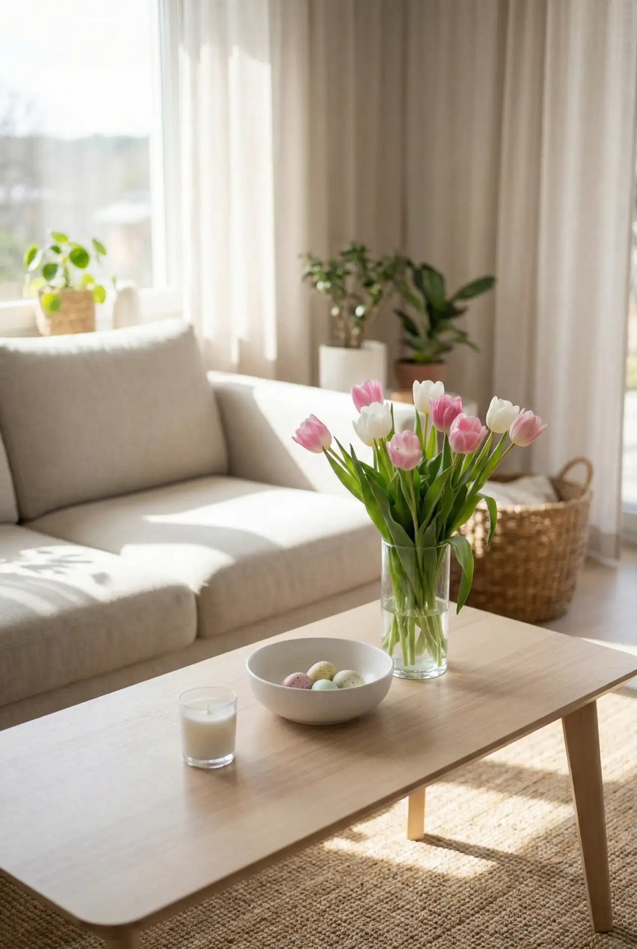 Glass and White Tabletop Layers for Spring Easter Brightness 1