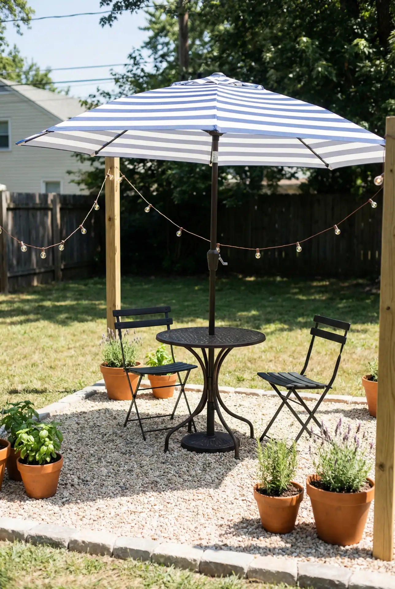 Grassless Bistro Nook With Gravel And Shade Umbrella 1