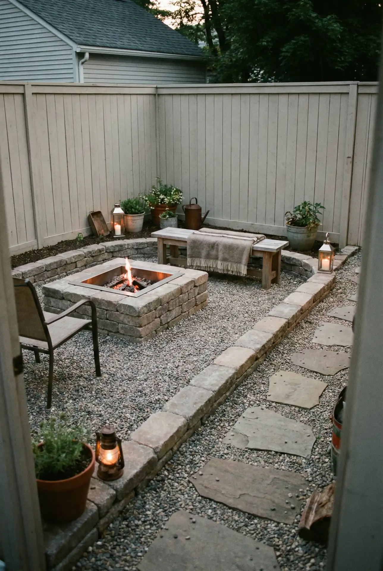 Gravel Lounge With Compact Fire Pit 1