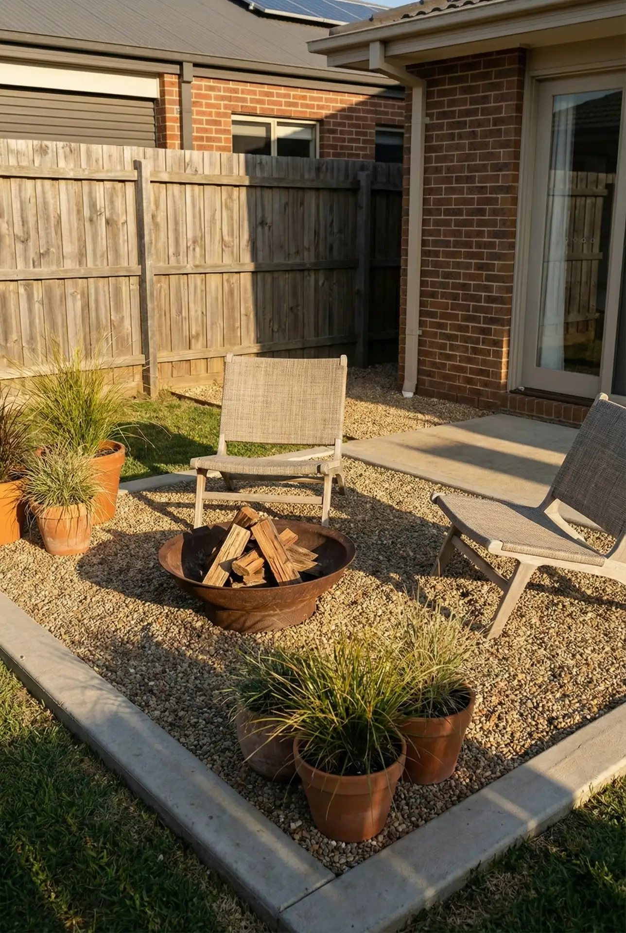 Gravel Lounge With Compact Fire Pit 2