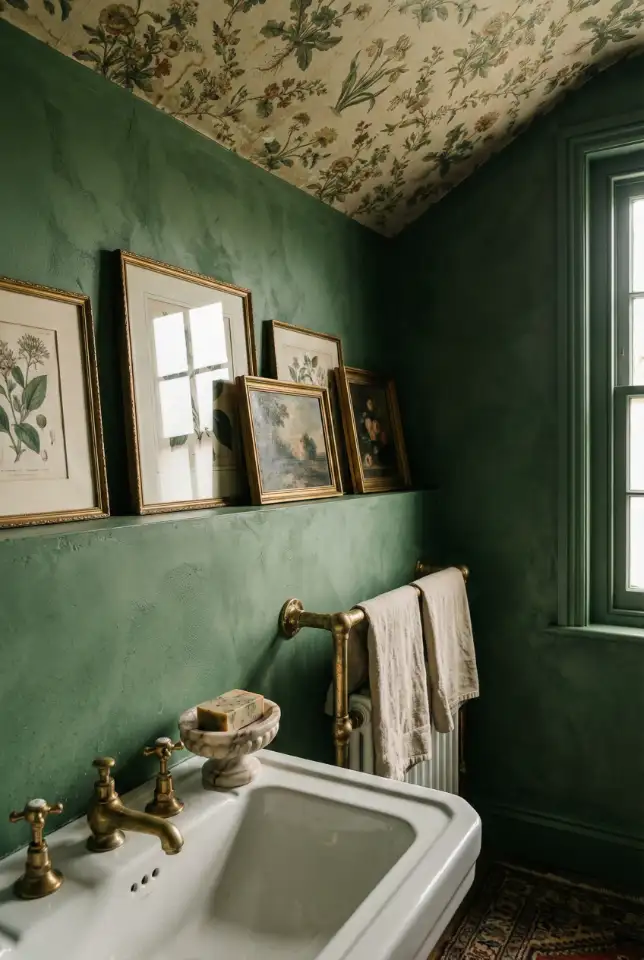 Green Vintage Powder Room With Personality 1