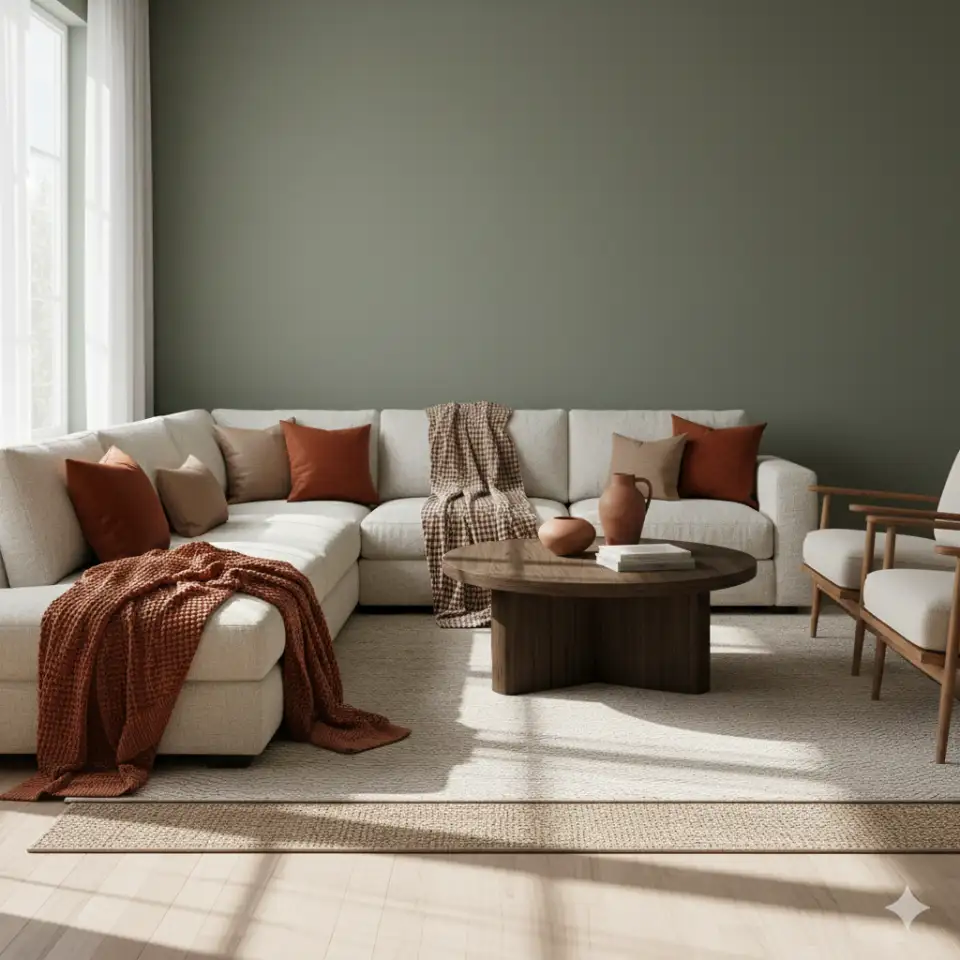 Green With Burnt Orange Highlights 2