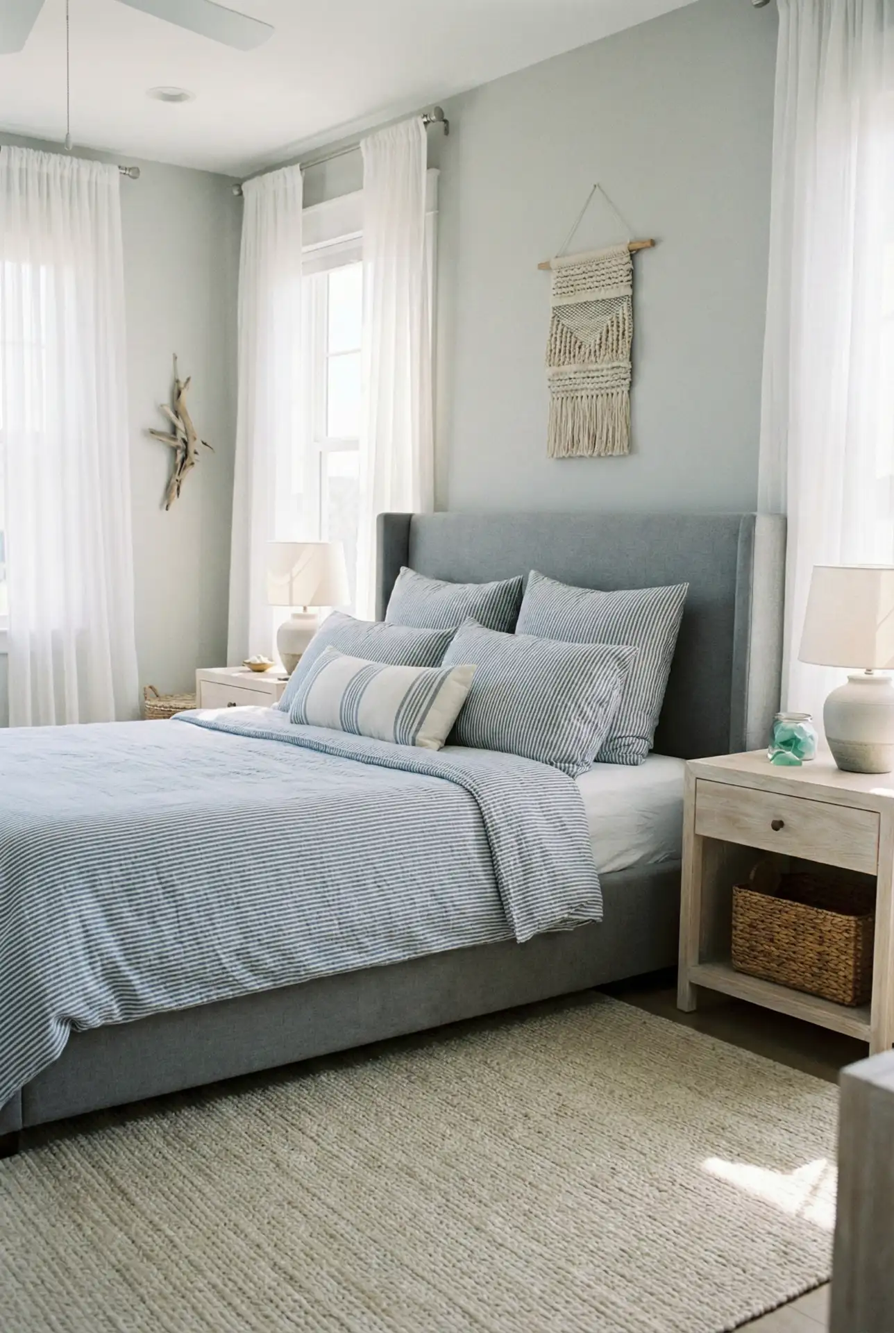 Grey And Blue Coastal Calm Bedroom 1