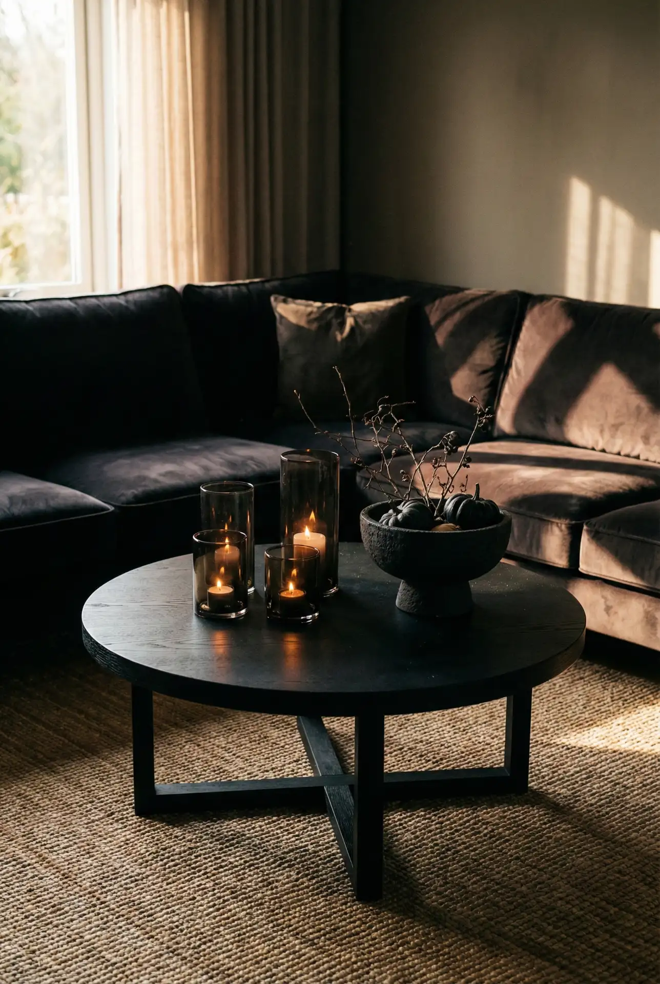 Halloween Circle Table with Moody Glass Candlelight 1
