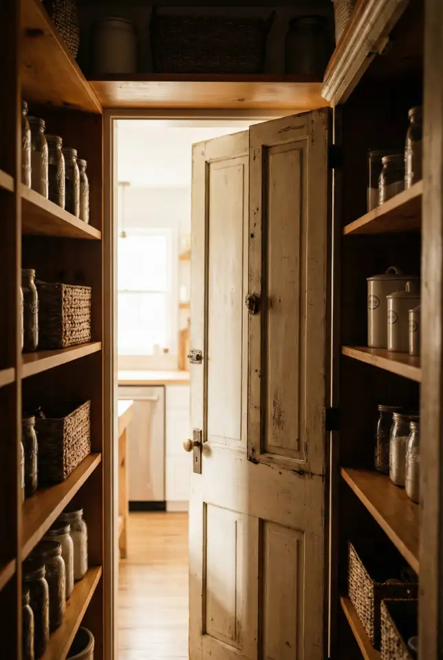 Hidden Pantry Door Disguised As Vintage Cabinet 2