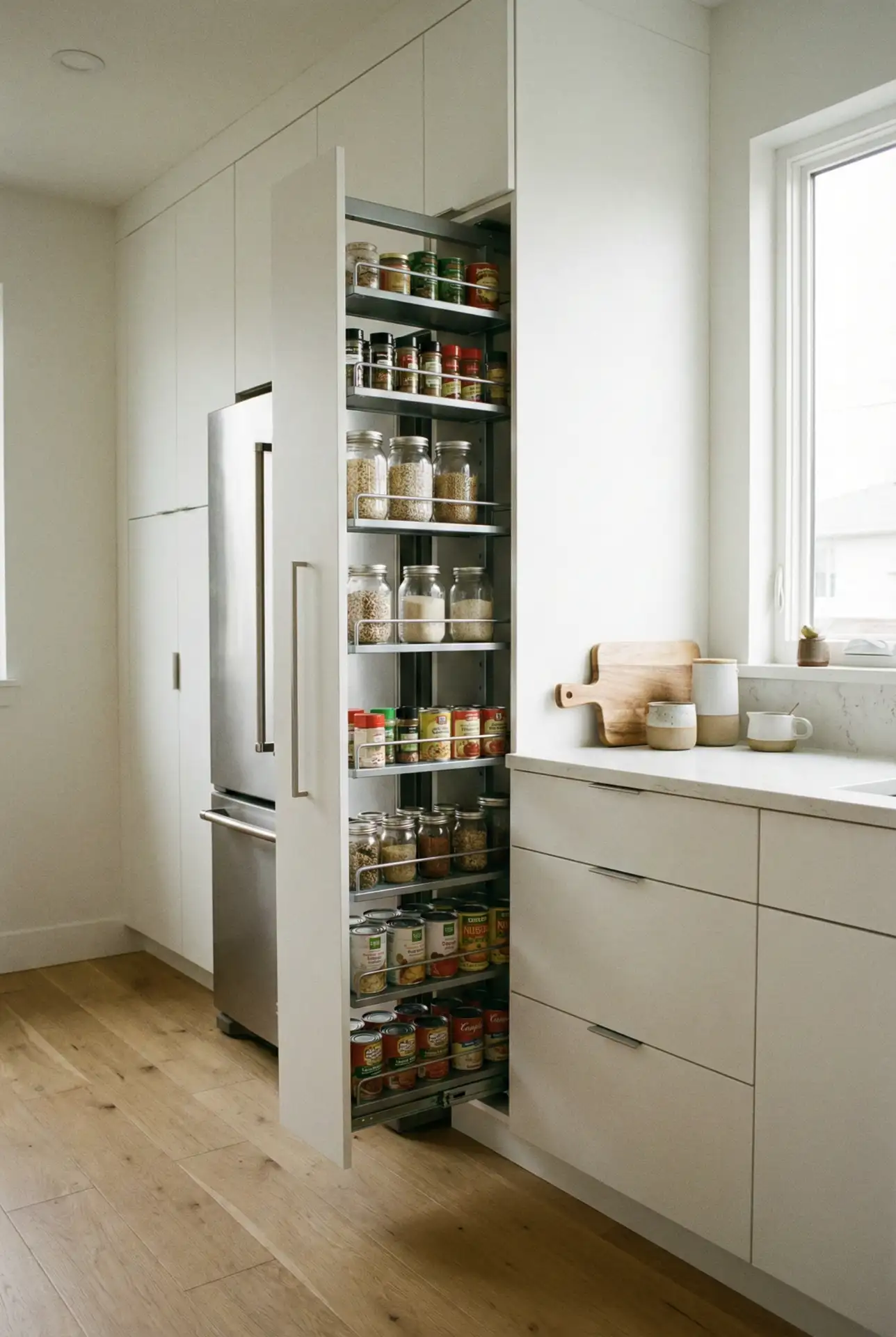 Hidden Pantry Pull-Outs For Food In Slim Gaps 1