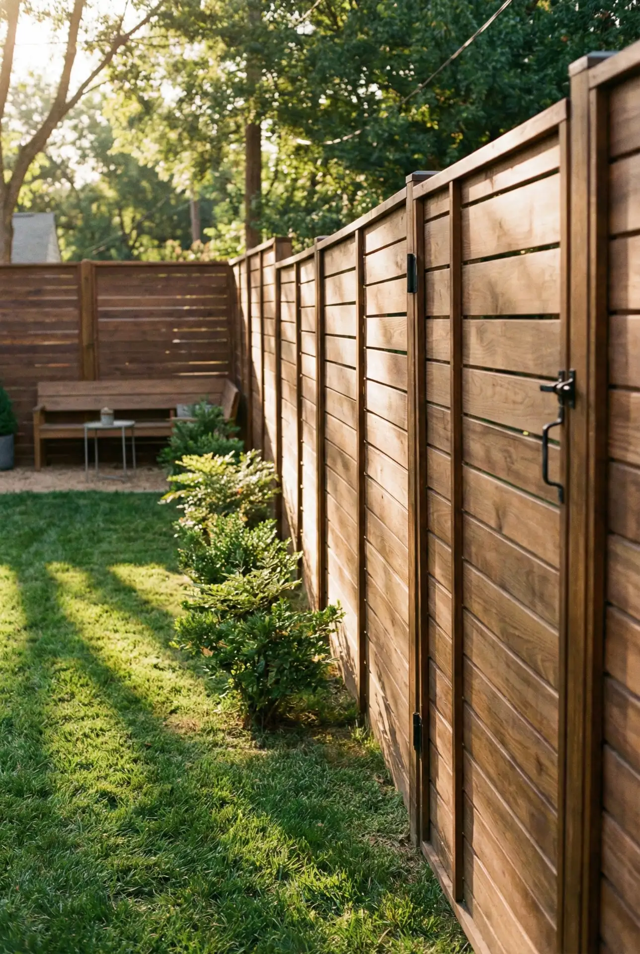 Horizontal Slat Privacy Fence 1