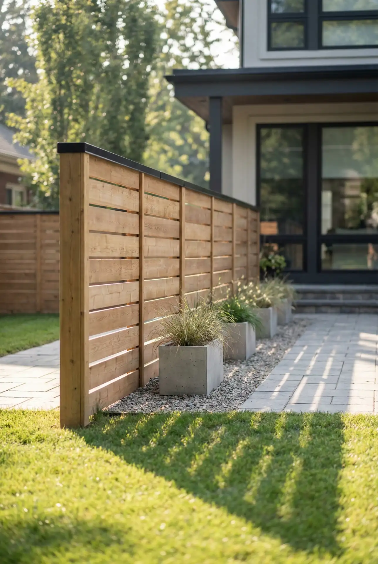 Horizontal Slat Privacy Fence 2