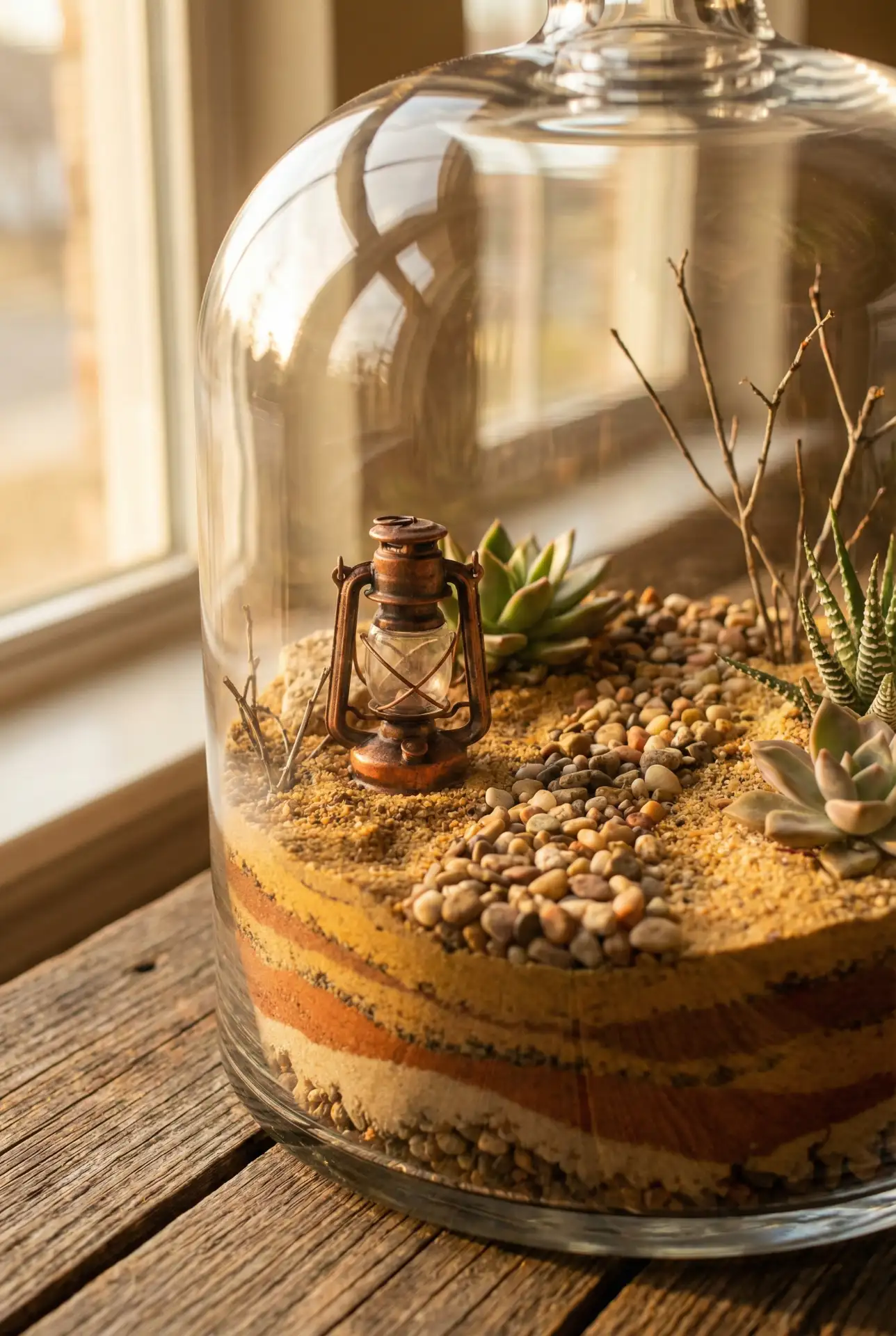 Indoor Glass Cloche Miniature Desert World 2